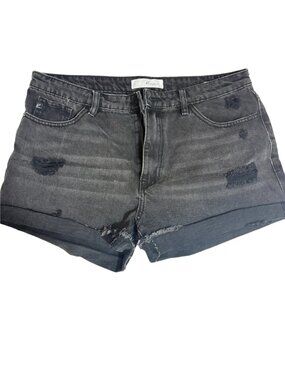 KanCan Black Distressed Denim Shorts XL High Rise Raw Hem | #KC6320BK-N